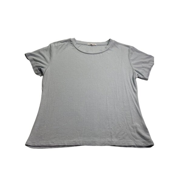 Sweet Romeo Womens Ribbed Light Blue Short Sleeve Top L - Picture 1 of 5